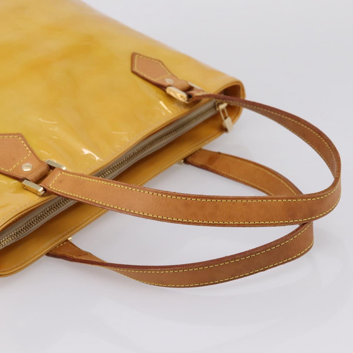 LOUIS VUITTON Monogram Vernis Houston Hand Bag Beige M91004 LV Auth BA14836