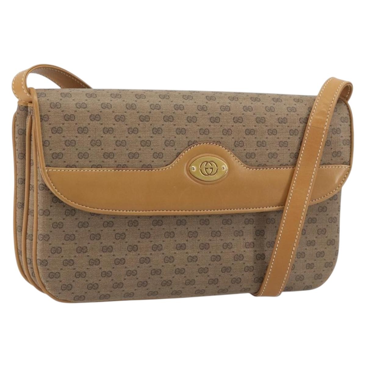 GUCCI Micro GG Shoulder Bag PVC Beige Gold Tone 004 106 0024 Auth BA14839A