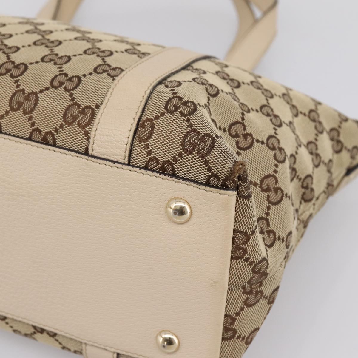 GUCCI GG Canvas Abbey Tote Bag Beige Gold Tone 141470 Auth BA14840