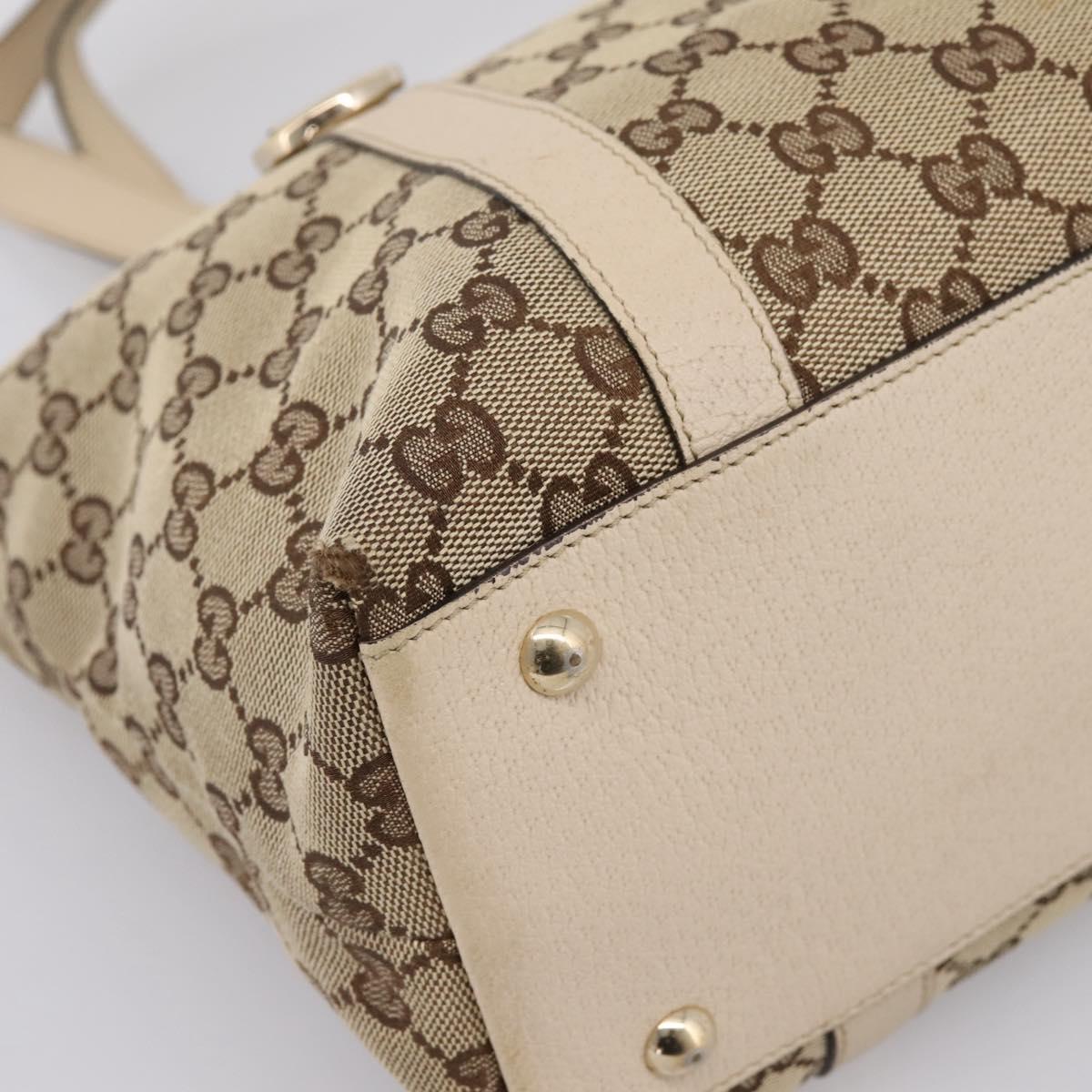 GUCCI GG Canvas Abbey Tote Bag Beige Gold Tone 141470 Auth BA14840