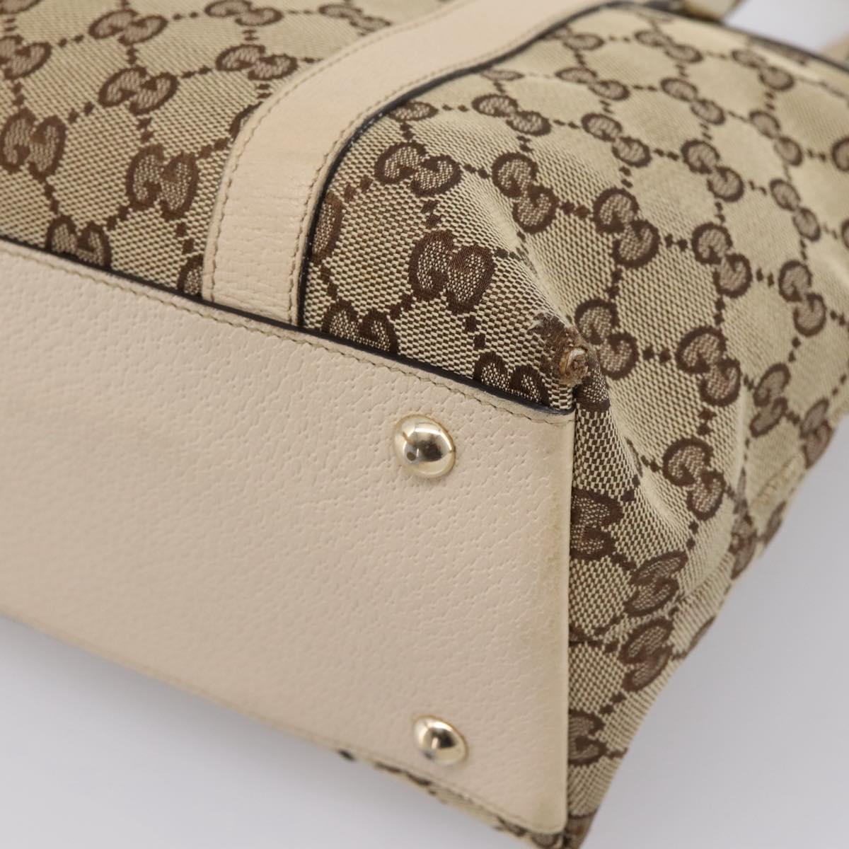 GUCCI GG Canvas Abbey Tote Bag Beige Gold Tone 141470 Auth BA14840