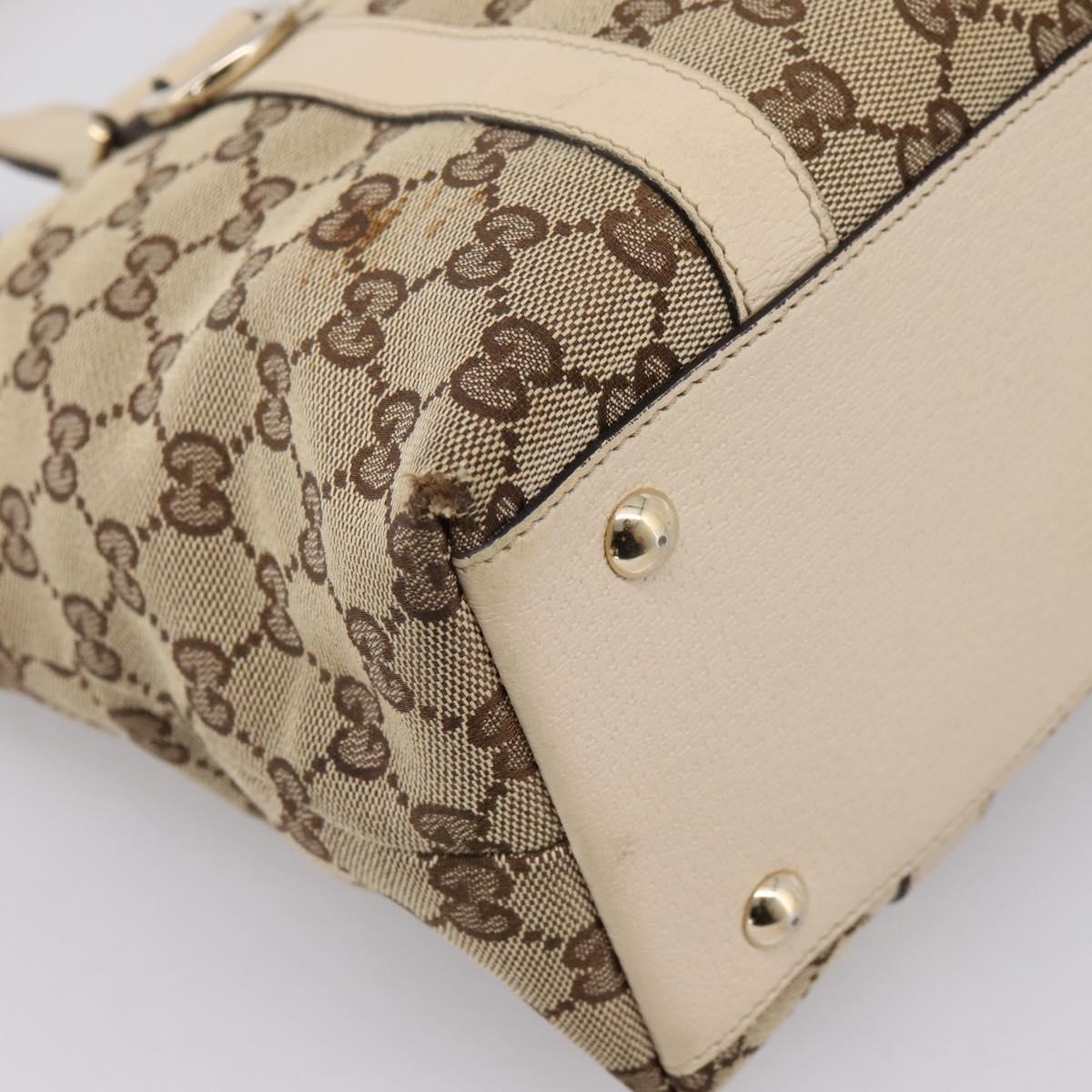 GUCCI GG Canvas Abbey Tote Bag Beige Gold Tone 141470 Auth BA14840