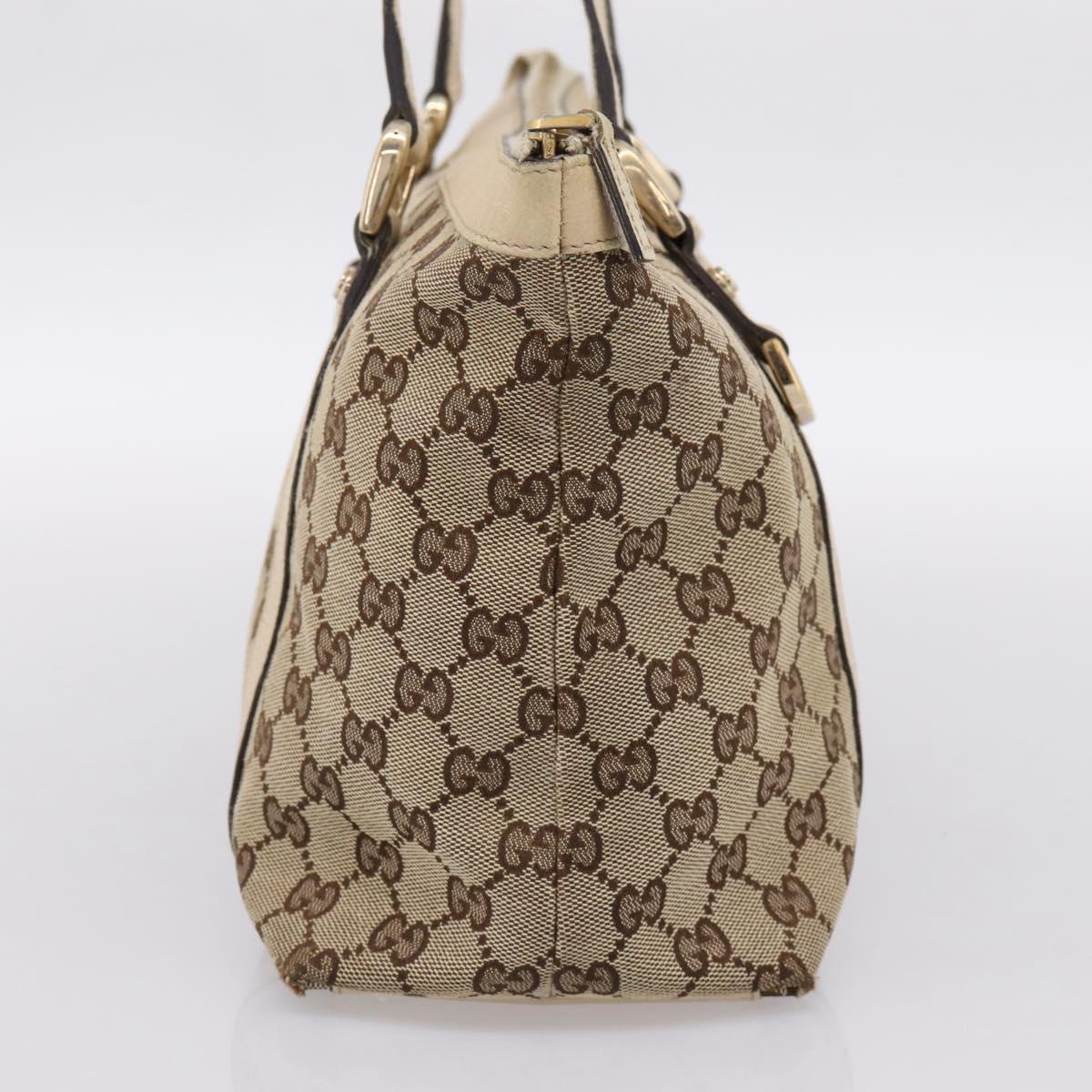 GUCCI GG Canvas Abbey Tote Bag Beige Gold Tone 141470 Auth BA14840