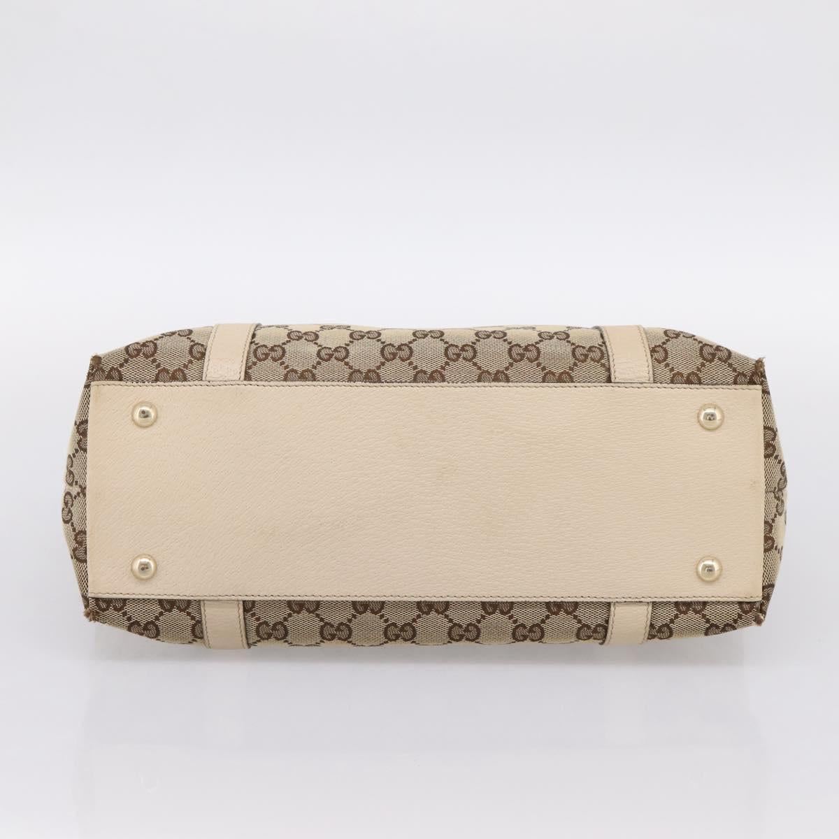 GUCCI GG Canvas Abbey Tote Bag Beige Gold Tone 141470 Auth BA14840