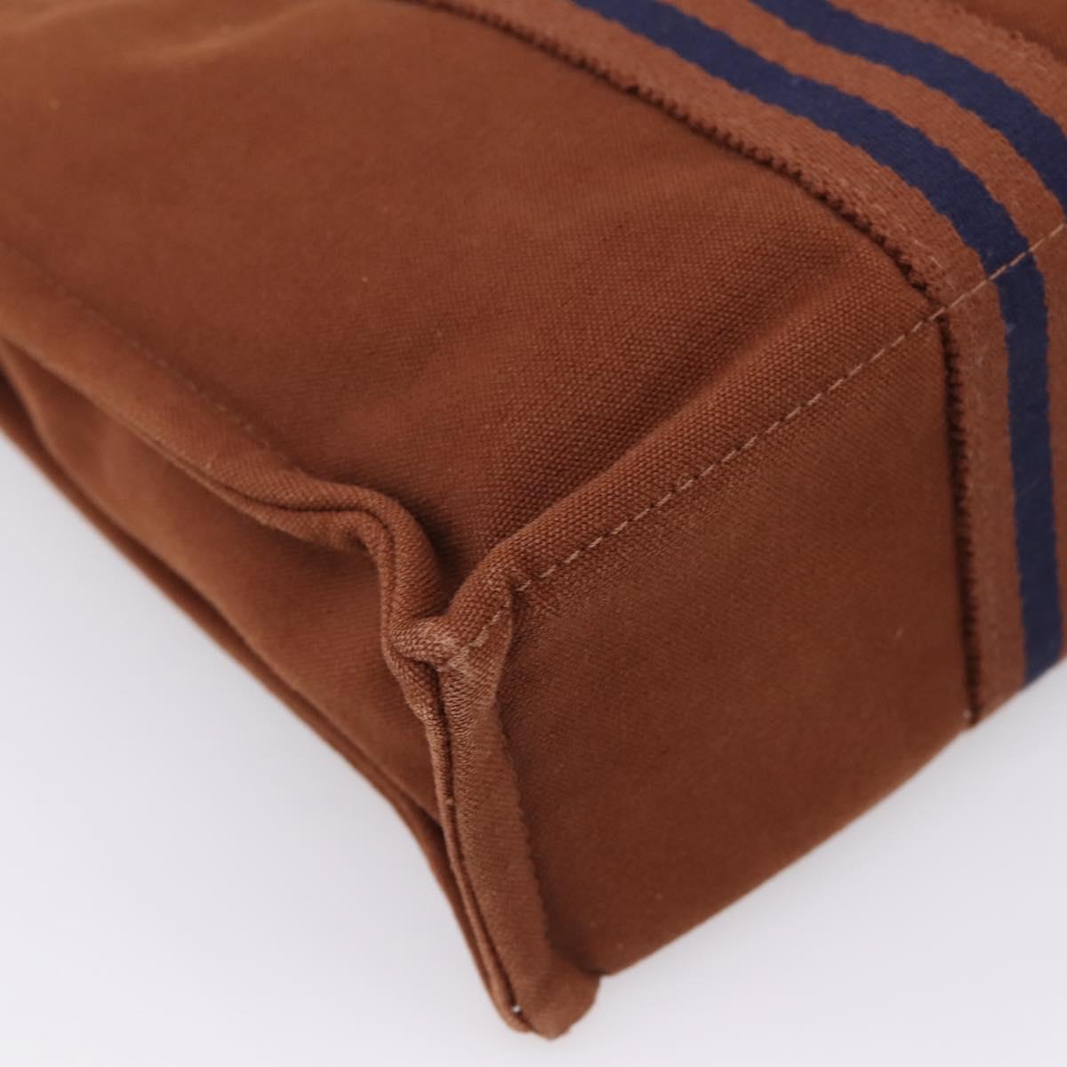 HERMES Fourre Tout PM Hand Bag cotton Brown Silver Auth BA14842