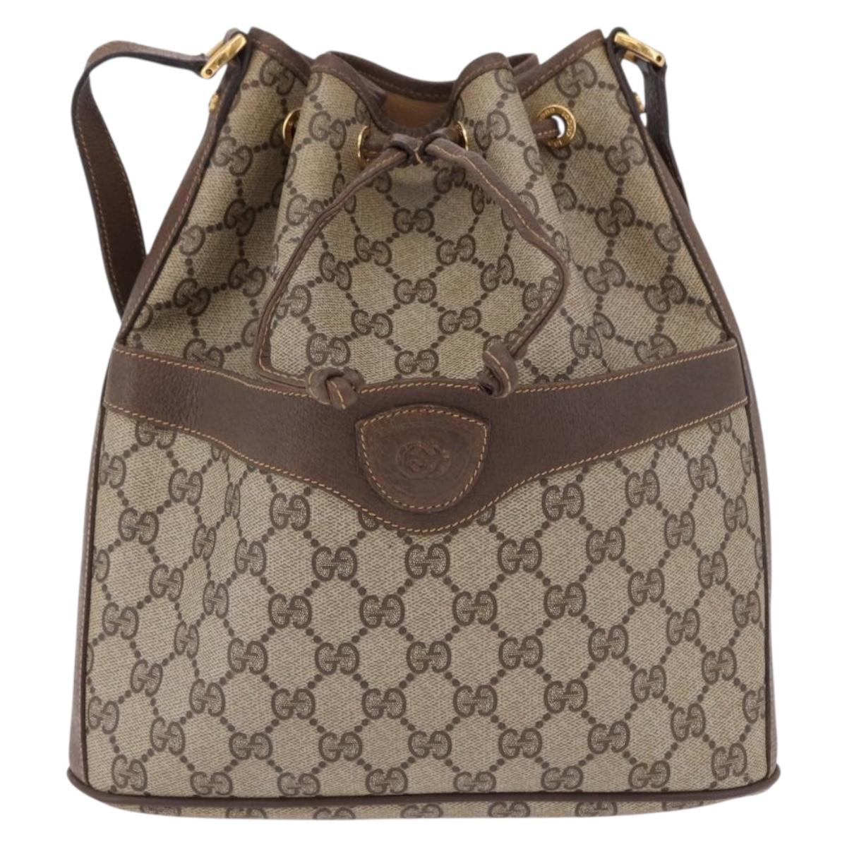 GUCCI GG Supreme Shoulder Bag PVC Beige Gold Tone 001 084 0853 Auth BA14846
