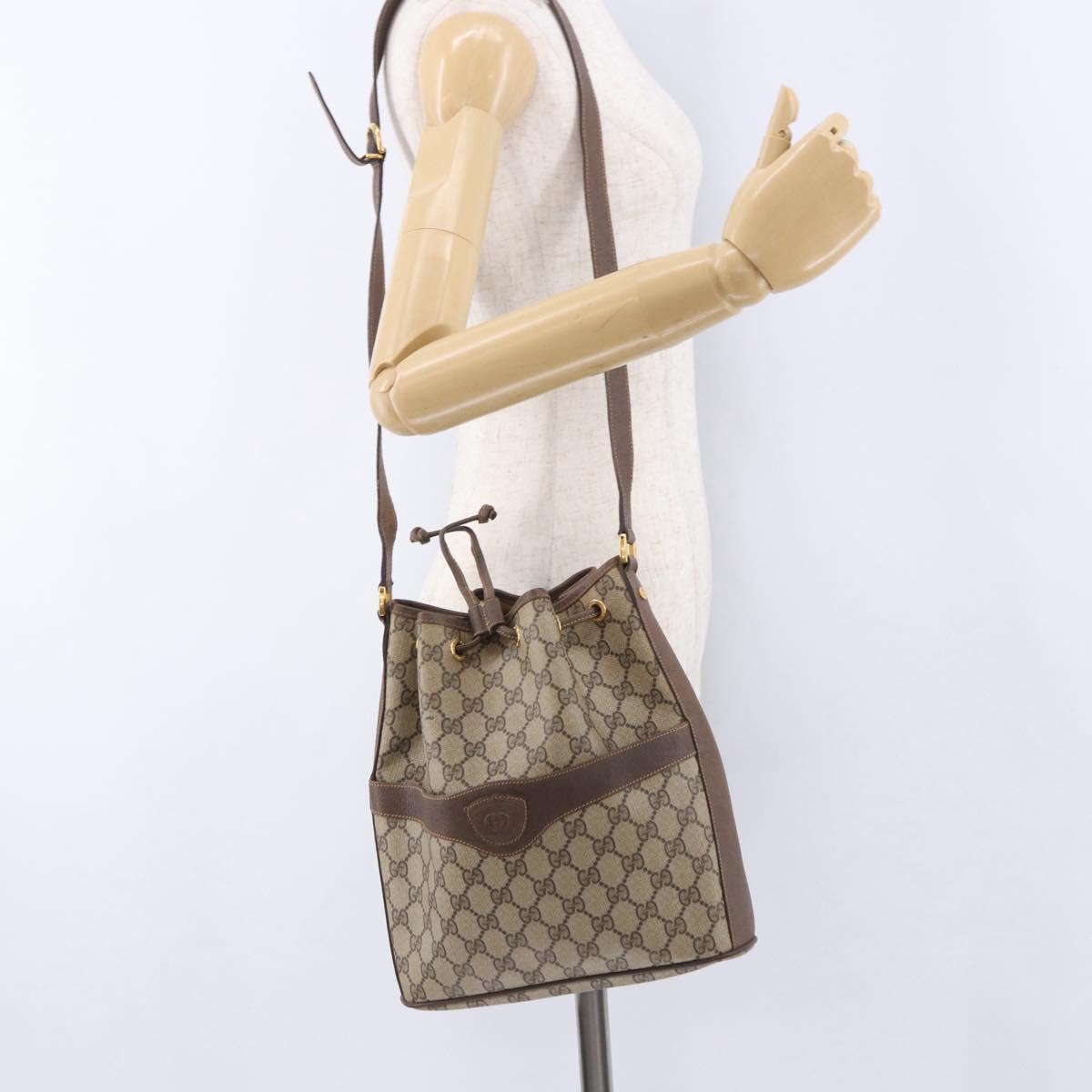 GUCCI GG Supreme Shoulder Bag PVC Beige Gold Tone 001 084 0853 Auth BA14846