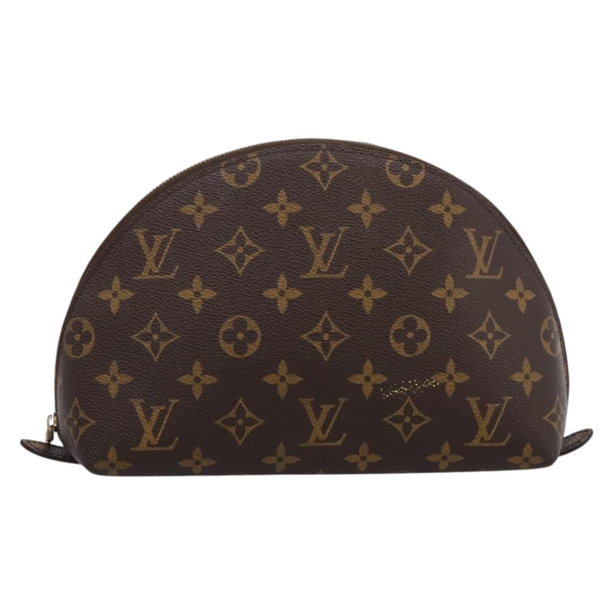 LOUIS VUITTON Monogram Trousse Demi Ronde Cosmetic Pouch M47520 LV Auth BA14851