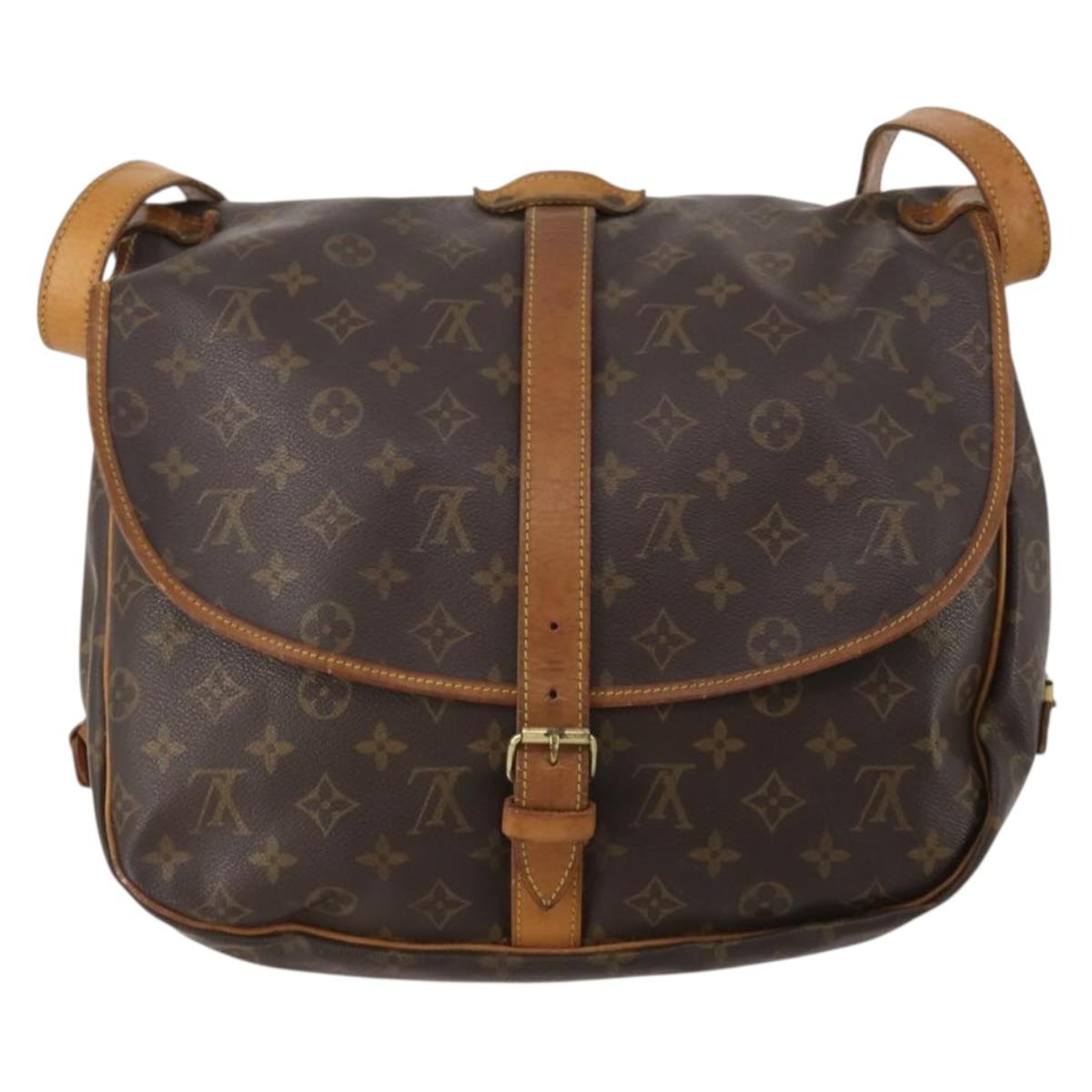 LOUIS VUITTON Monogram Saumur 35 Shoulder Bag M42254 LV Auth BA14853