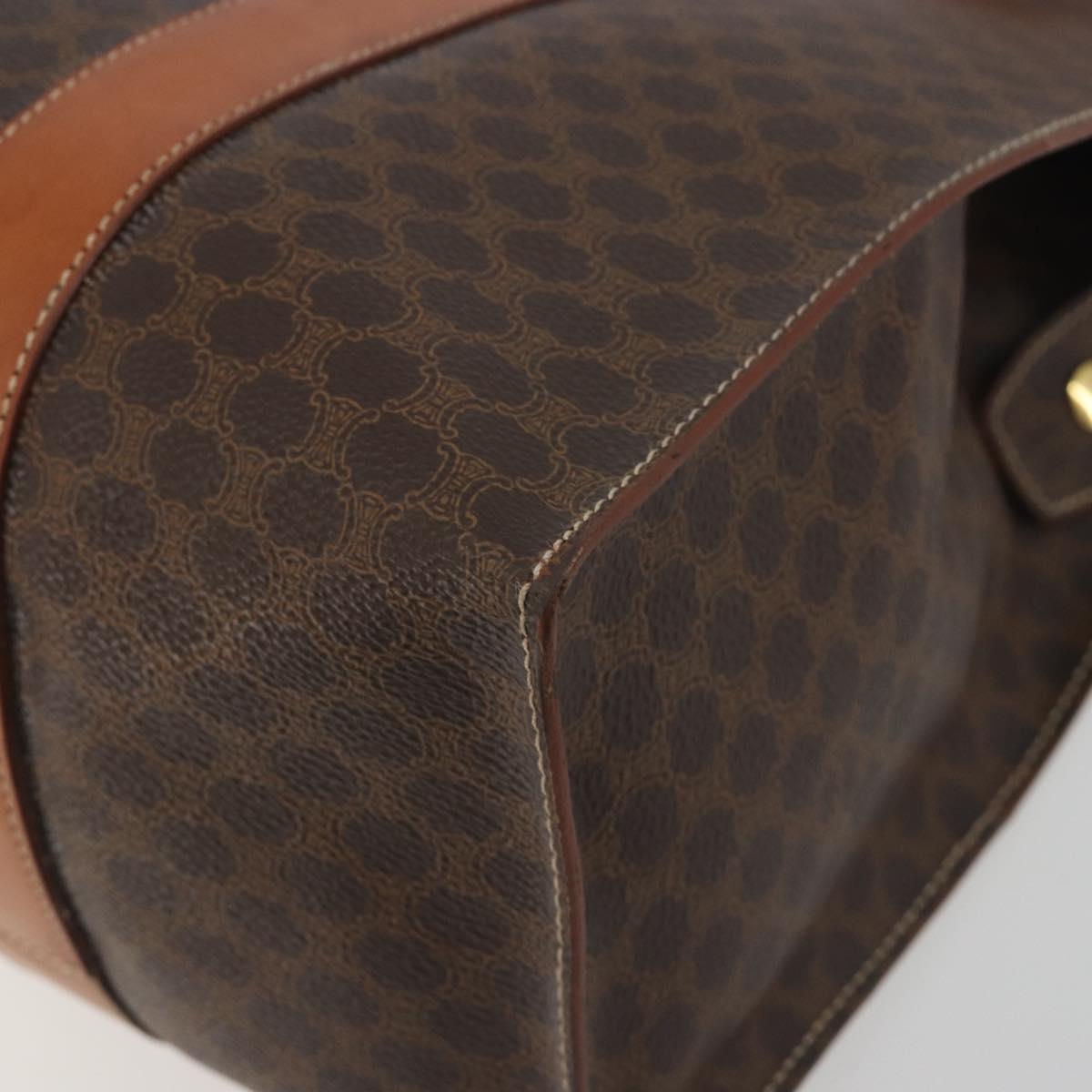 CELINE Macadam Tote Bag PVC Leather Brown Gold Tone Auth BA14854A