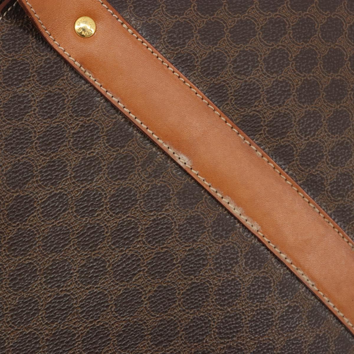 CELINE Macadam Tote Bag PVC Leather Brown Gold Tone Auth BA14854A