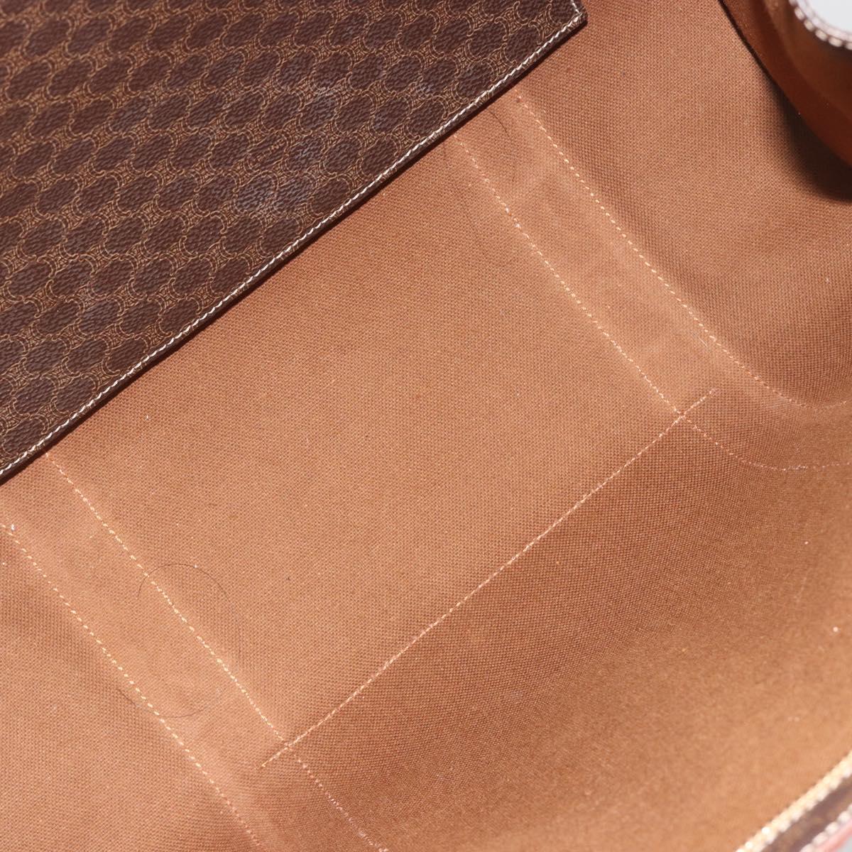 CELINE Macadam Tote Bag PVC Leather Brown Gold Tone Auth BA14854A