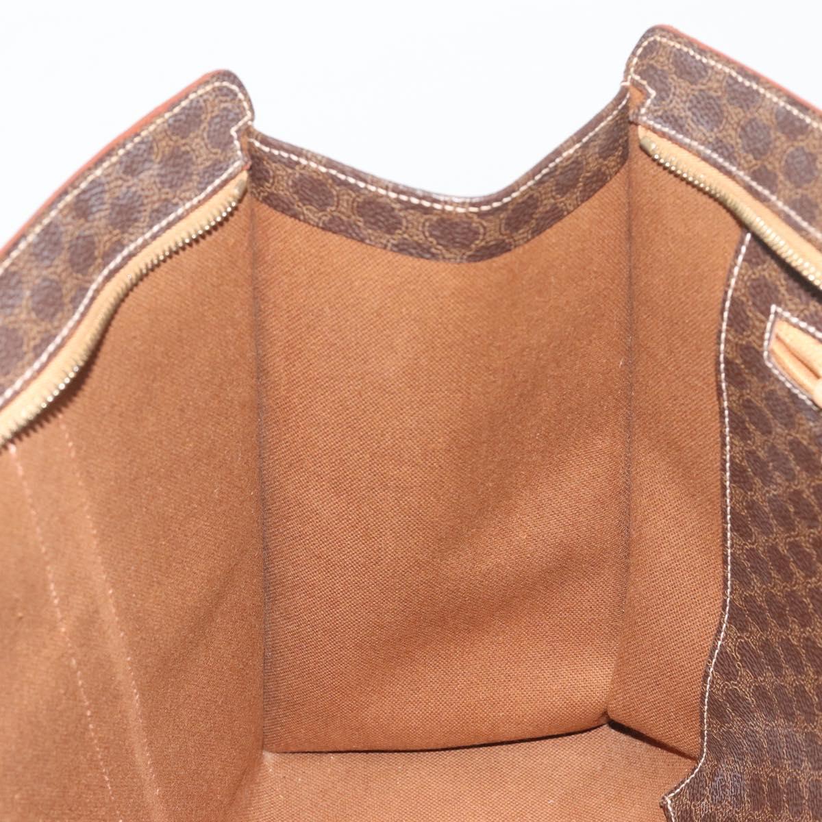 CELINE Macadam Tote Bag PVC Leather Brown Gold Tone Auth BA14854A