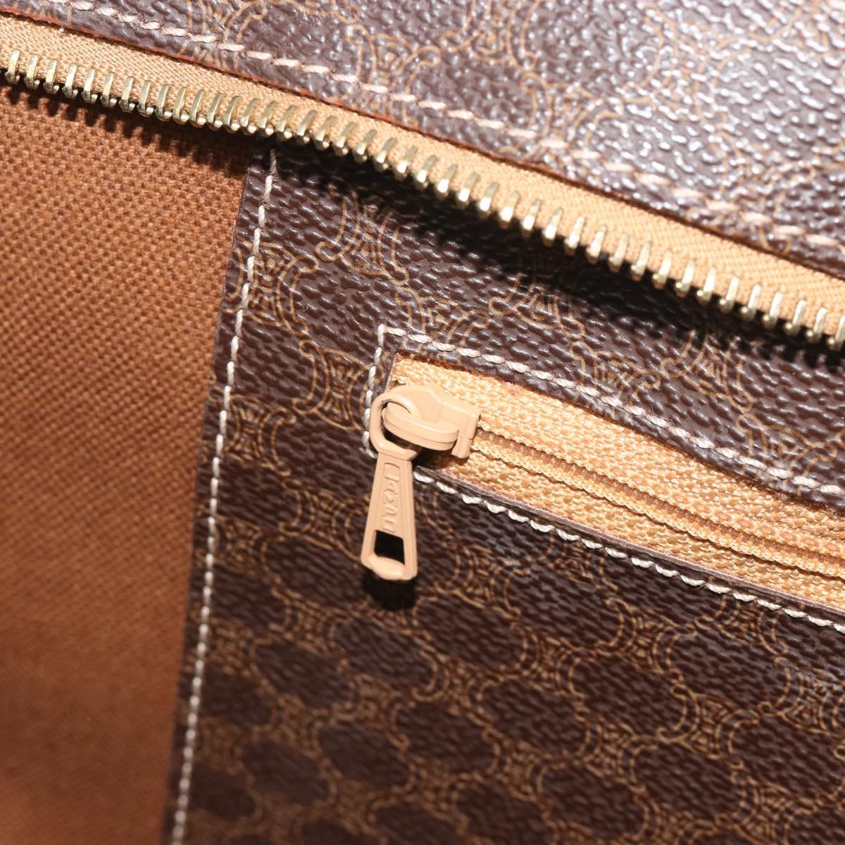 CELINE Macadam Tote Bag PVC Leather Brown Gold Tone Auth BA14854A