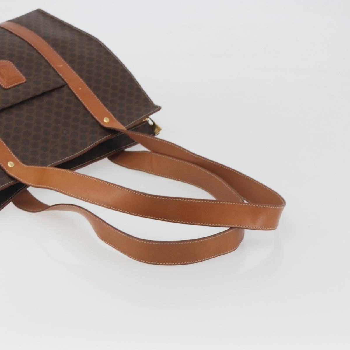 CELINE Macadam Tote Bag PVC Leather Brown Gold Tone Auth BA14854A