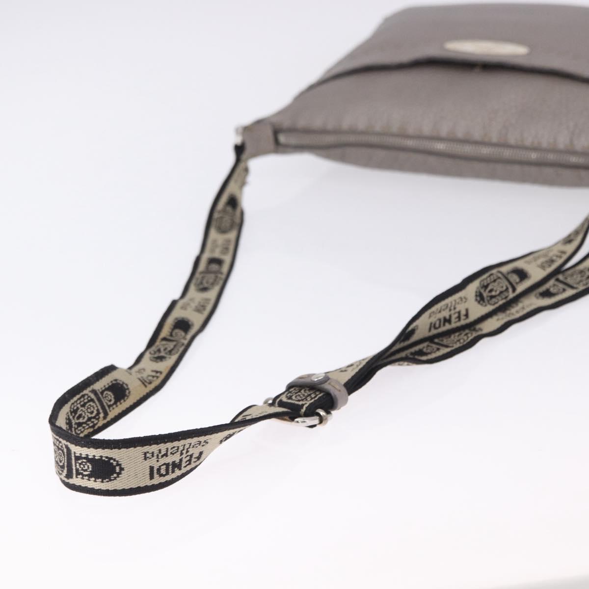 FENDI Celeria Shoulder Bag Leather Silver 8BT109 Auth BA14855