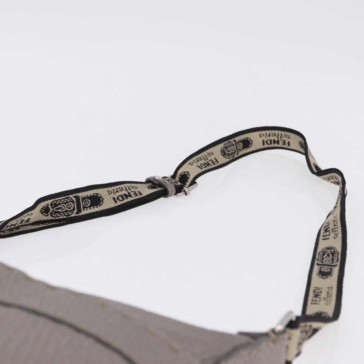 FENDI Celeria Shoulder Bag Leather Silver 8BT109 Auth BA14855