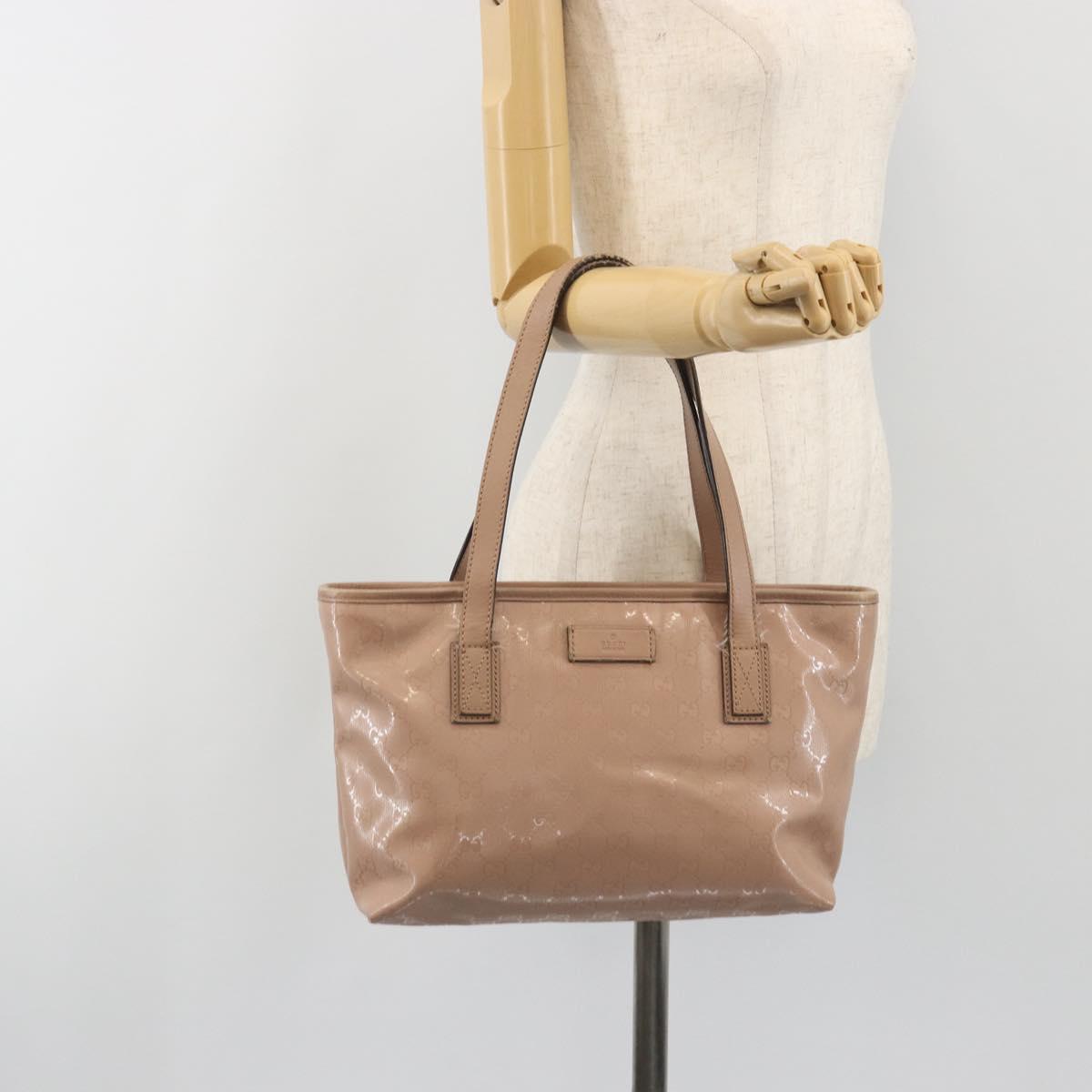 GUCCI GG Implementation Tote Bag PVC Leather Pink Gold Tone 211138 Auth BA14858