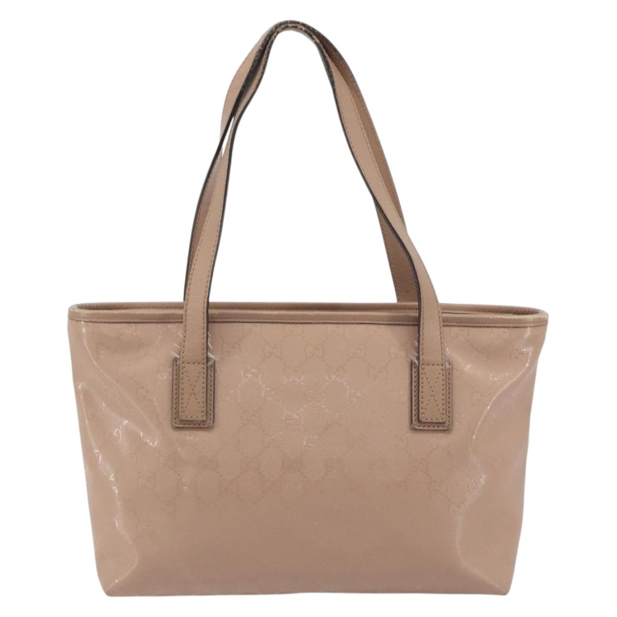 GUCCI GG Implementation Tote Bag PVC Leather Pink Gold Tone 211138 Auth BA14858