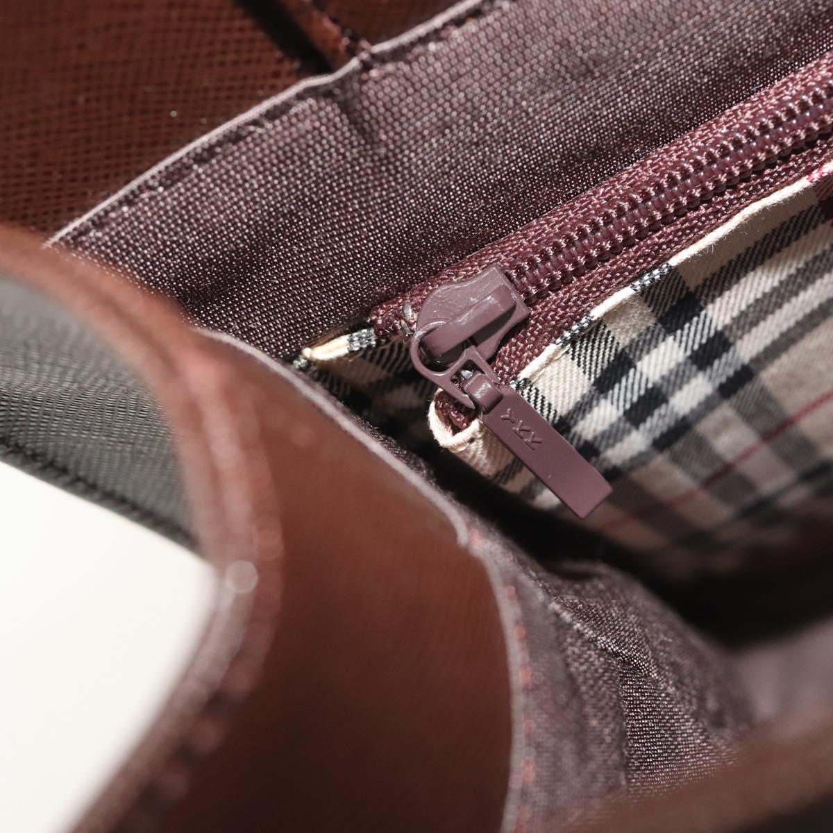 BURBERRY Hand Bag Leather Brown Silver Auth BA14870A