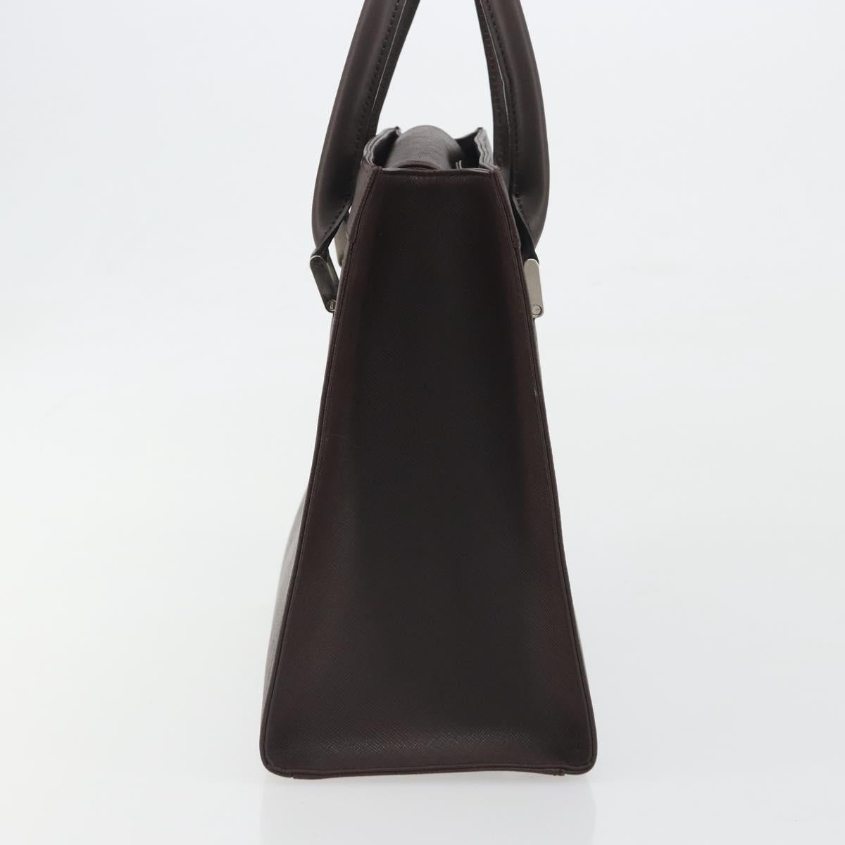 BURBERRY Hand Bag Leather Brown Silver Auth BA14870A