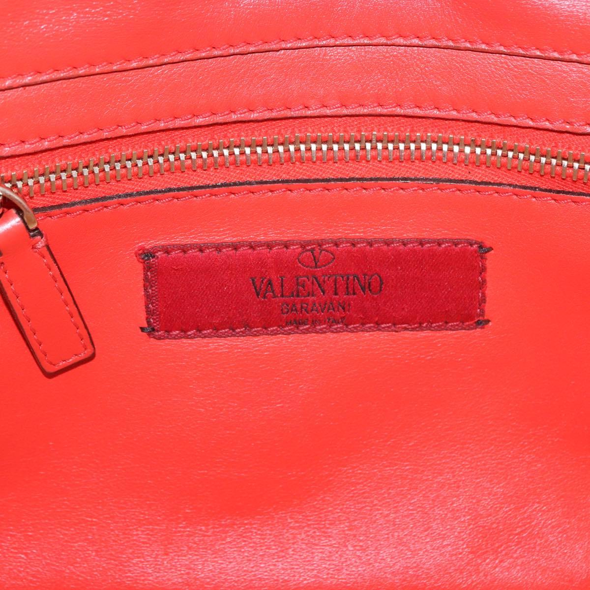 VALENTINO Studs Tote Bag Leather 2way Red Gold Tone Auth BA14871