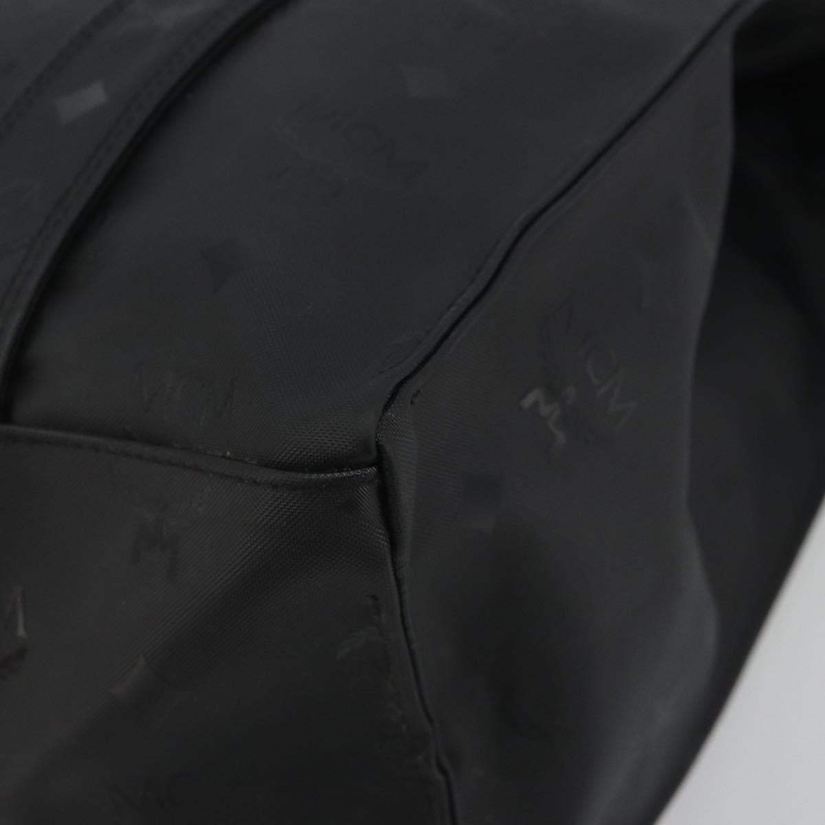 MCM Vicetos Tote Bag PVC Leather Black Gold Tone Auth BA14872