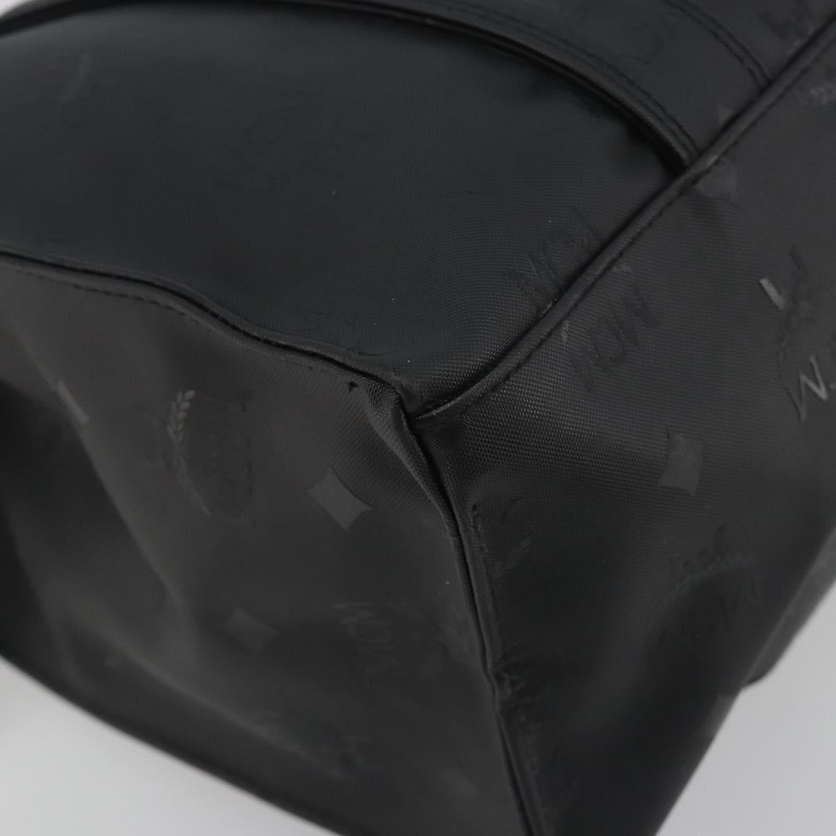 MCM Vicetos Tote Bag PVC Leather Black Gold Tone Auth BA14872