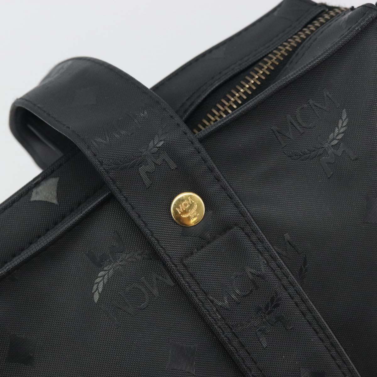 MCM Vicetos Tote Bag PVC Leather Black Gold Tone Auth BA14872