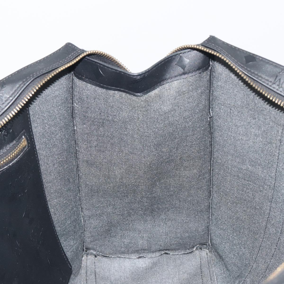 MCM Vicetos Tote Bag PVC Leather Black Gold Tone Auth BA14872
