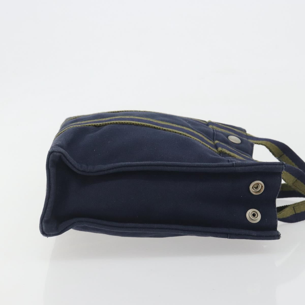 HERMES Fourre Tout PM Hand Bag Cotton Navy Silver Auth BA14878