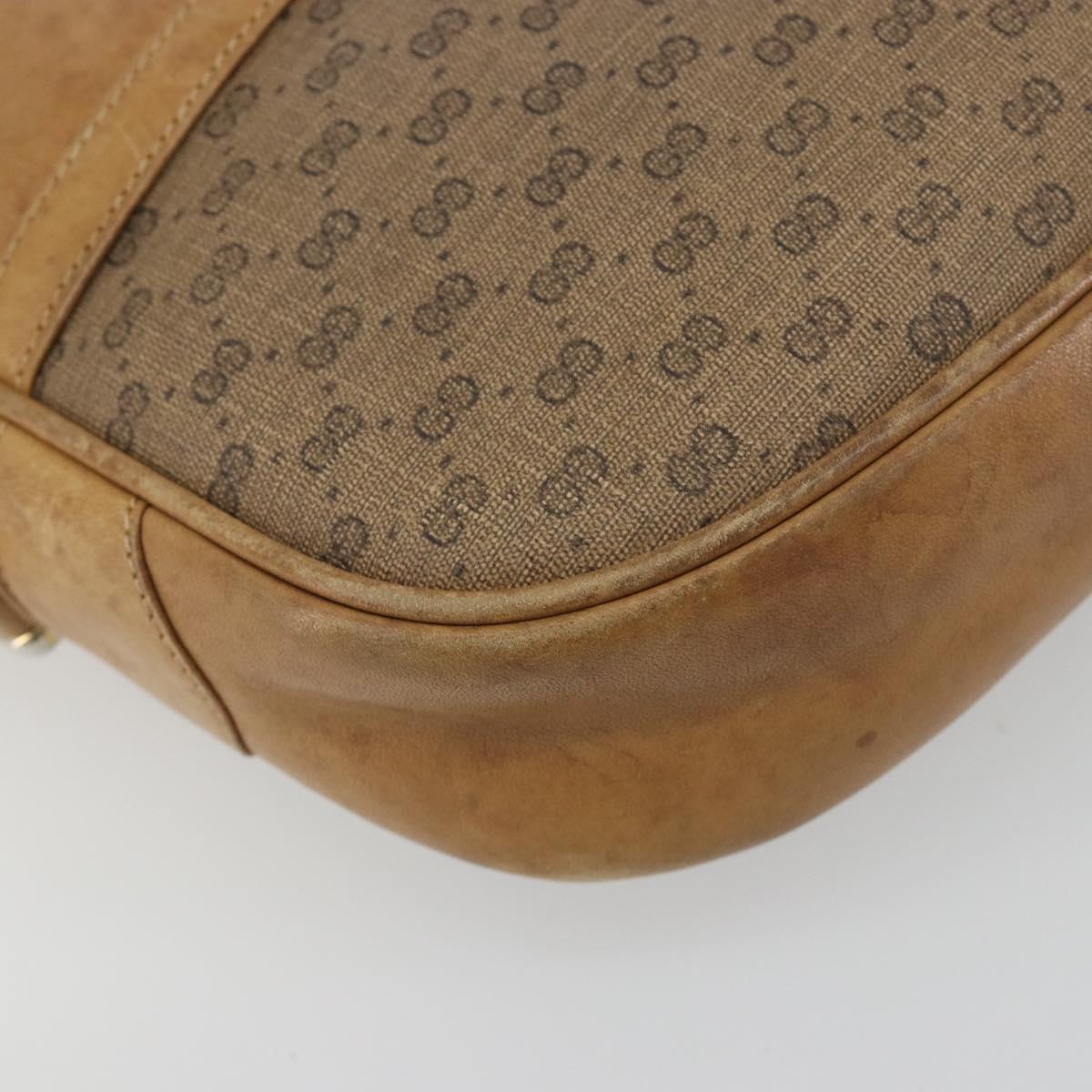 GUCCI Micro GG Shoulder Bag PVC Leather Beige Gold Tone 26 001 3628 Auth BA14880