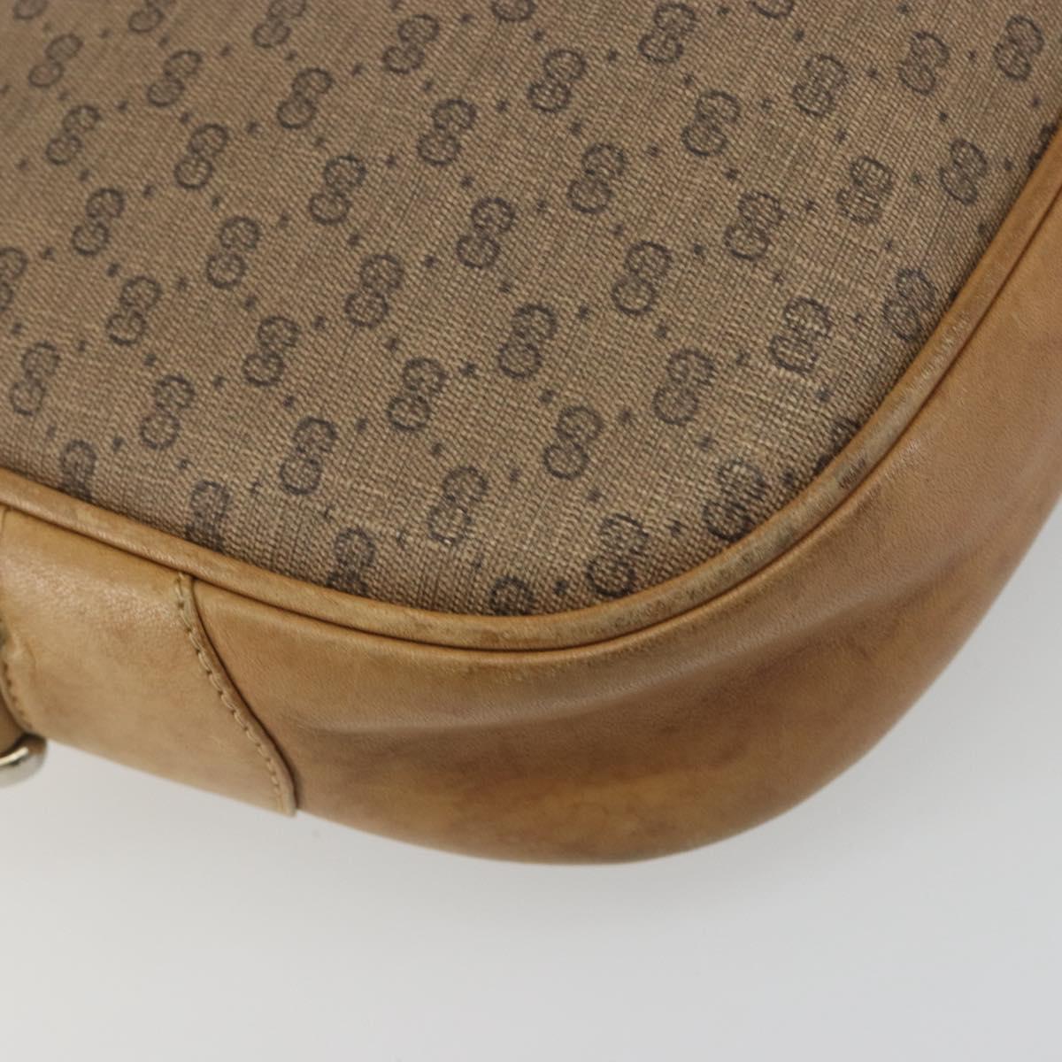 GUCCI Micro GG Shoulder Bag PVC Leather Beige Gold Tone 26 001 3628 Auth BA14880