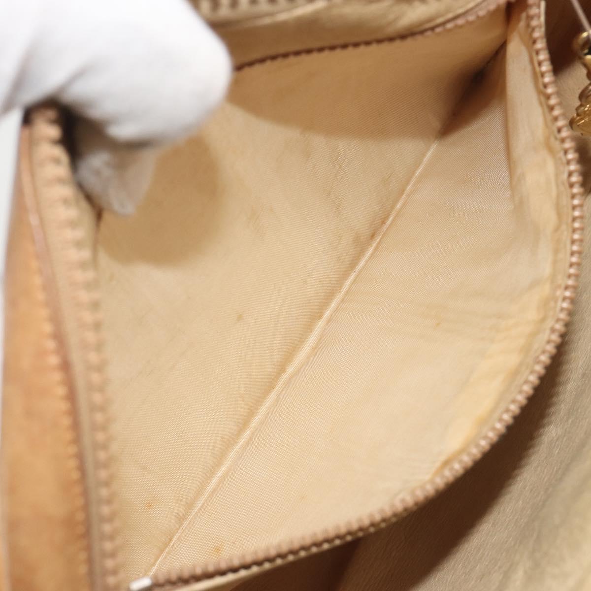 GUCCI Micro GG Shoulder Bag PVC Leather Beige Gold Tone 26 001 3628 Auth BA14880