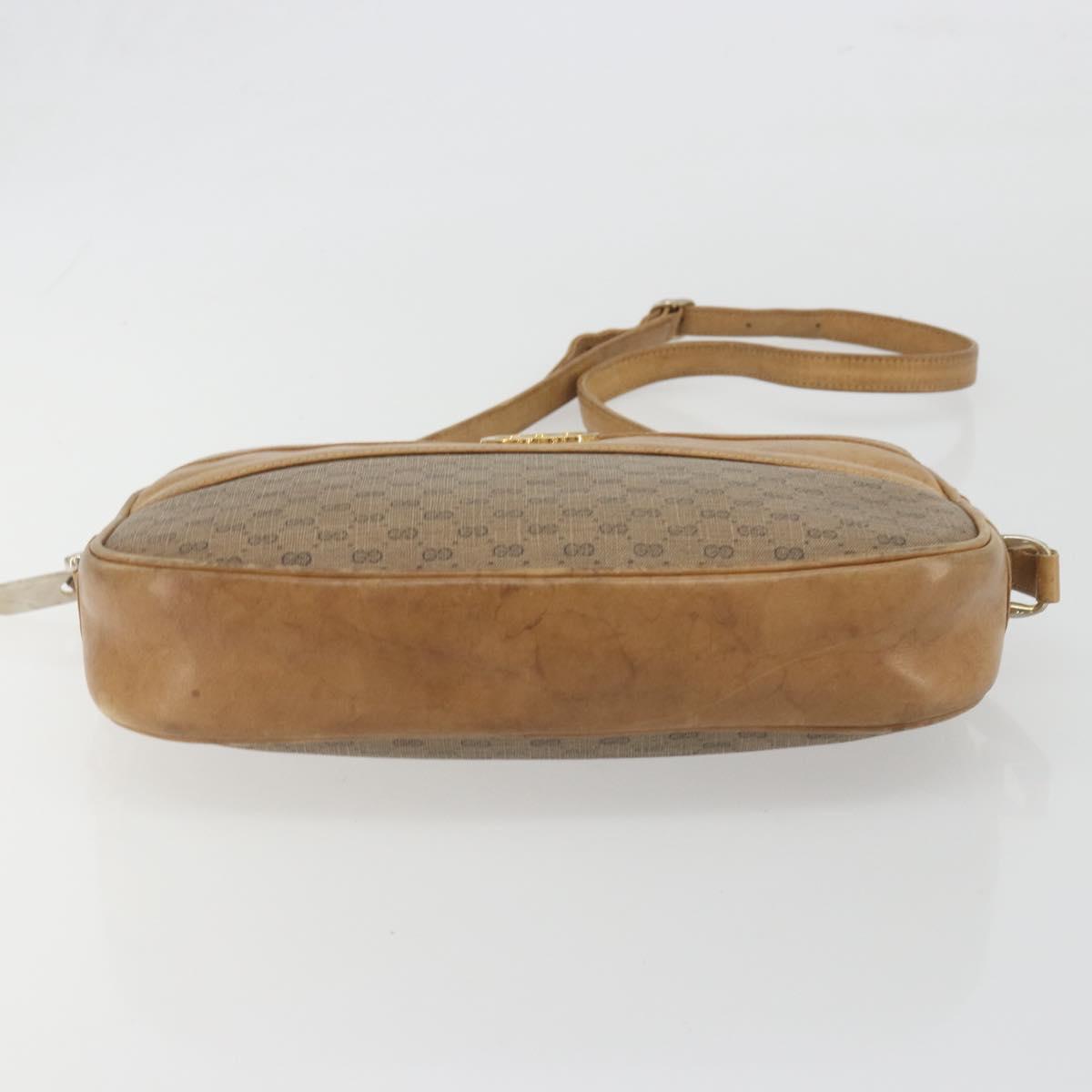 GUCCI Micro GG Shoulder Bag PVC Leather Beige Gold Tone 26 001 3628 Auth BA14880