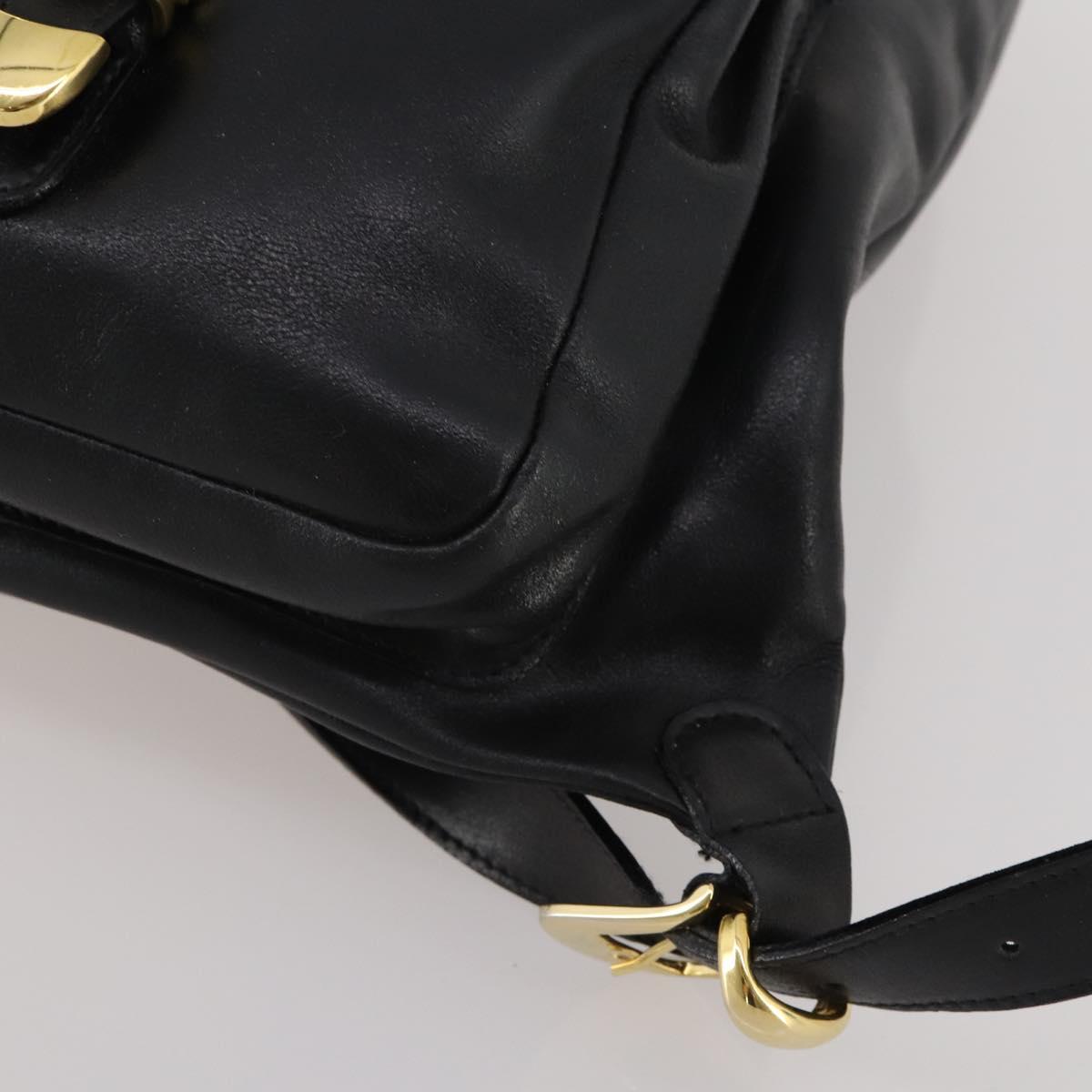 Gianni Versace Medusa Backpack Leather Black Gold Tone Auth BA14881