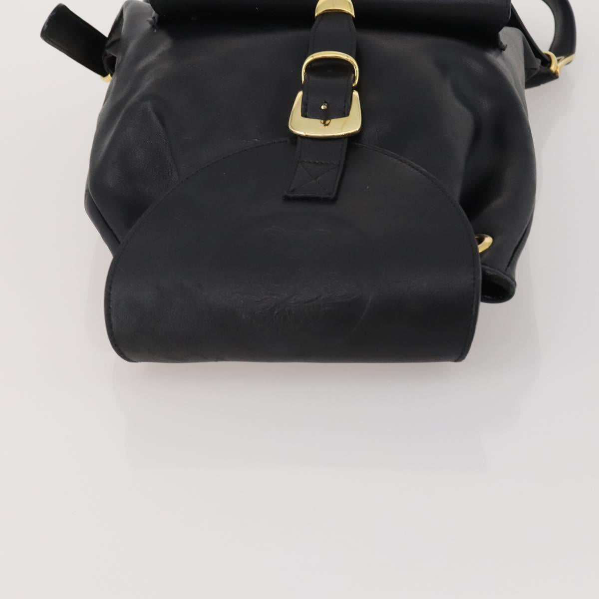 Gianni Versace Medusa Backpack Leather Black Gold Tone Auth BA14881