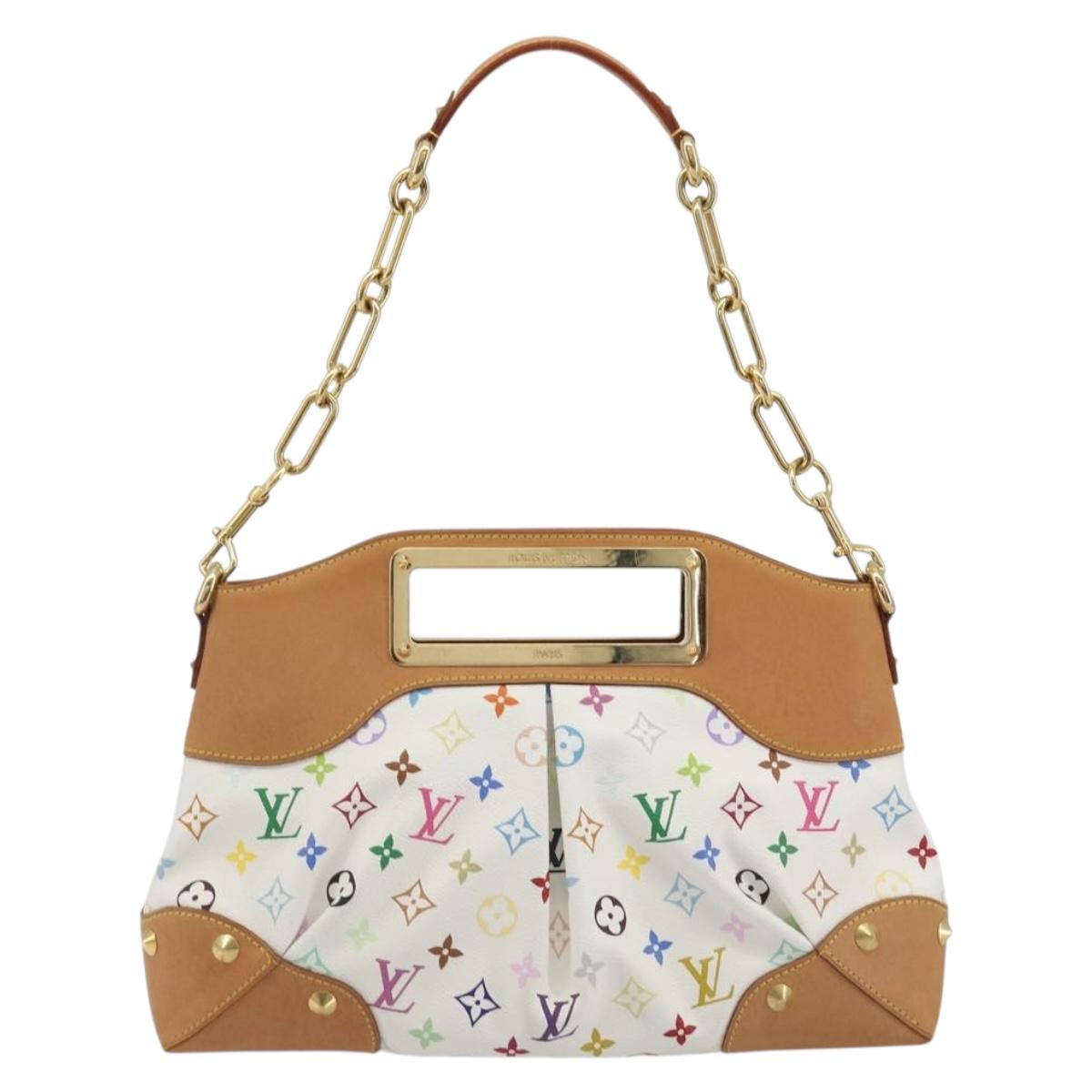 LOUIS VUITTON Monogram Multicolor Judy MM Hand Bag White M40255 LV Auth BA14883V