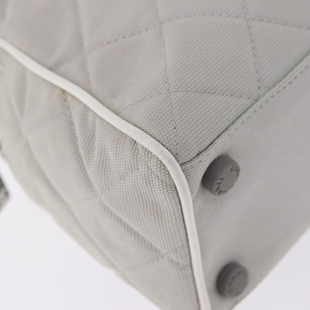 CHANEL Sports Hand Bag Canvas Gray Silver CC Auth BA14884A