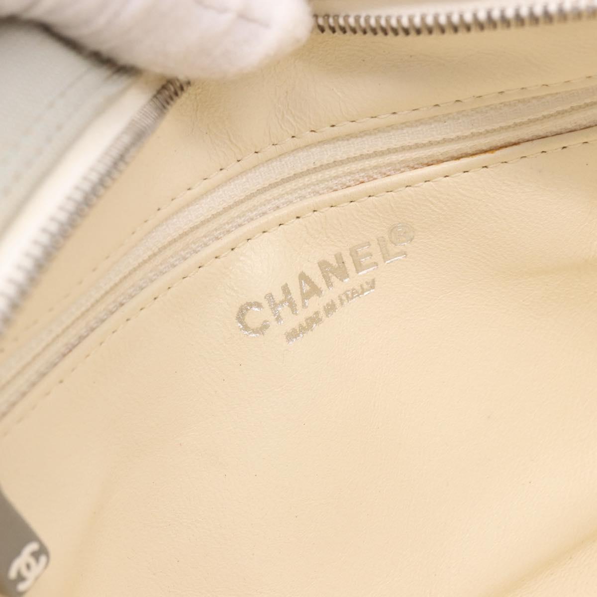CHANEL Sports Hand Bag Canvas Gray Silver CC Auth BA14884A
