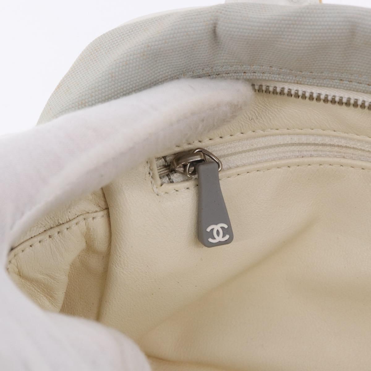 CHANEL Sports Hand Bag Canvas Gray Silver CC Auth BA14884A