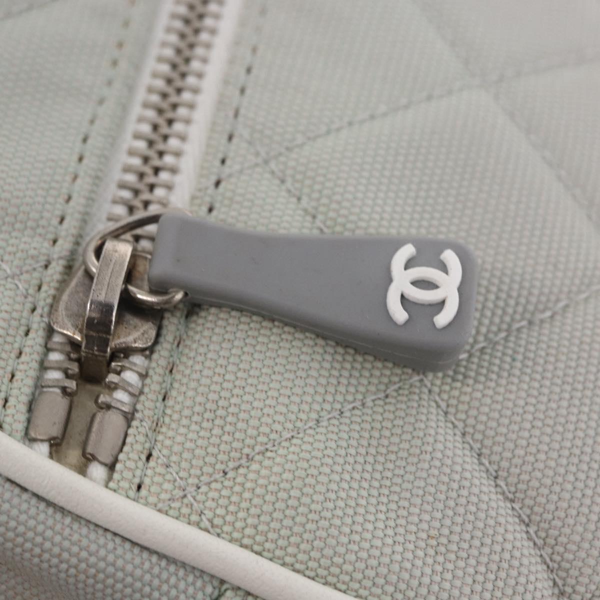 CHANEL Sports Hand Bag Canvas Gray Silver CC Auth BA14884A