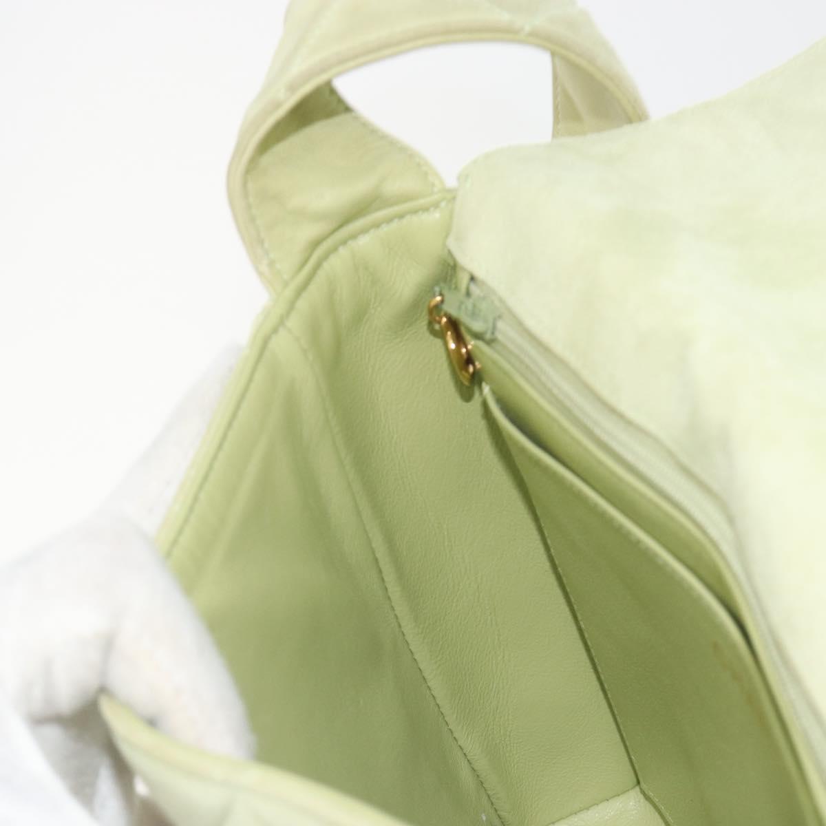 CHANEL Matelasse Shoulder Bag Suede Green Gold Tone CC Auth BA14888A