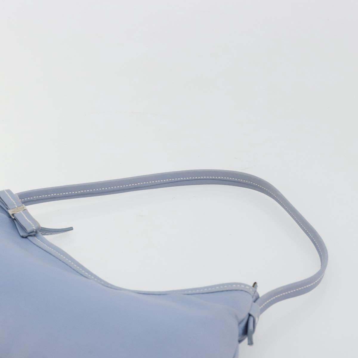 Salvatore Ferragamo Vara Ribbon Shoulder Bag Leather Blue Silver Auth BA14892