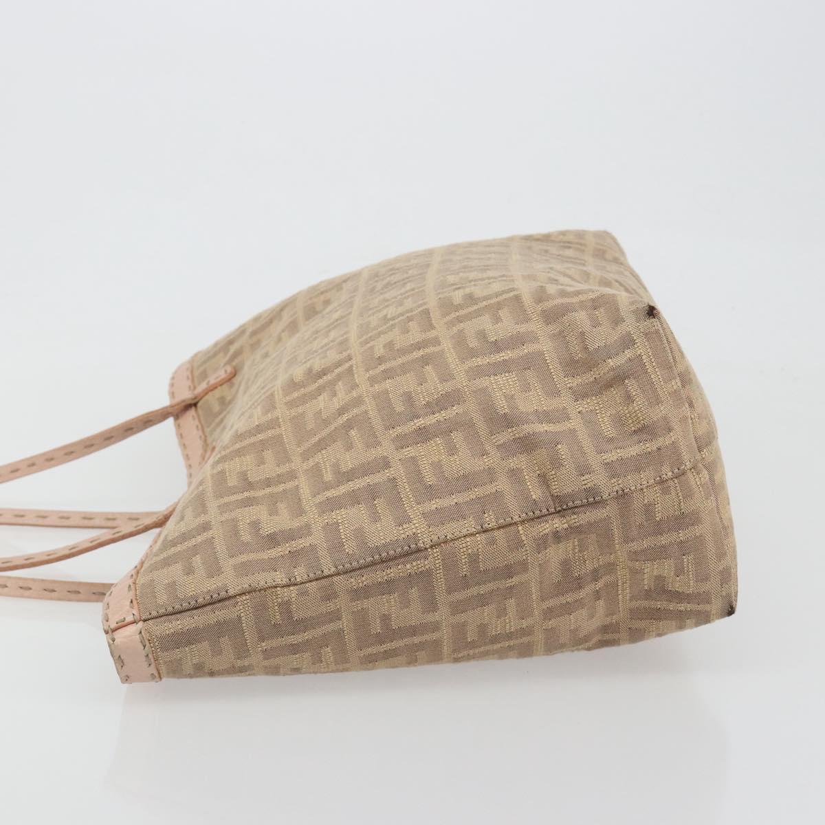 FENDI Zucca Canvas Tote Bag Beige Pink 8BH137 Auth BA14893
