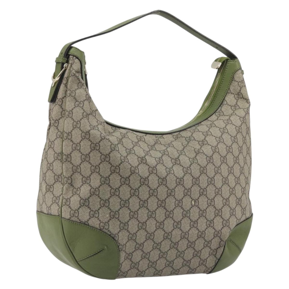 GUCCI GG Supreme Shoulder Bag PVC Leather Beige Gold Tone 309618 Auth BA14895A