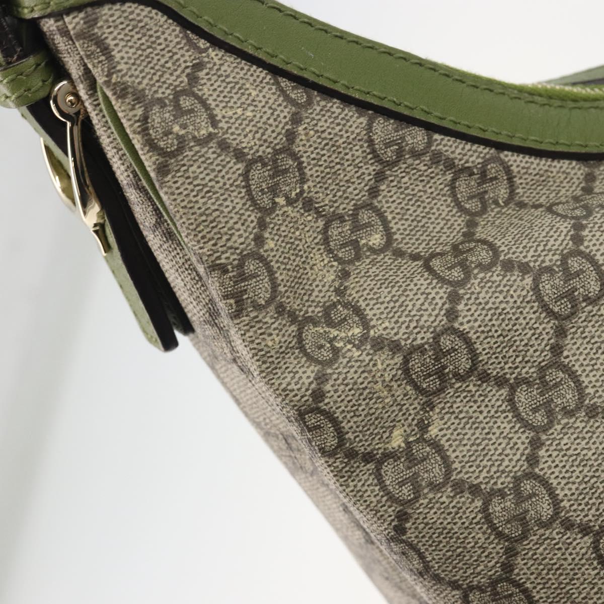 GUCCI GG Supreme Shoulder Bag PVC Leather Beige Gold Tone 309618 Auth BA14895A