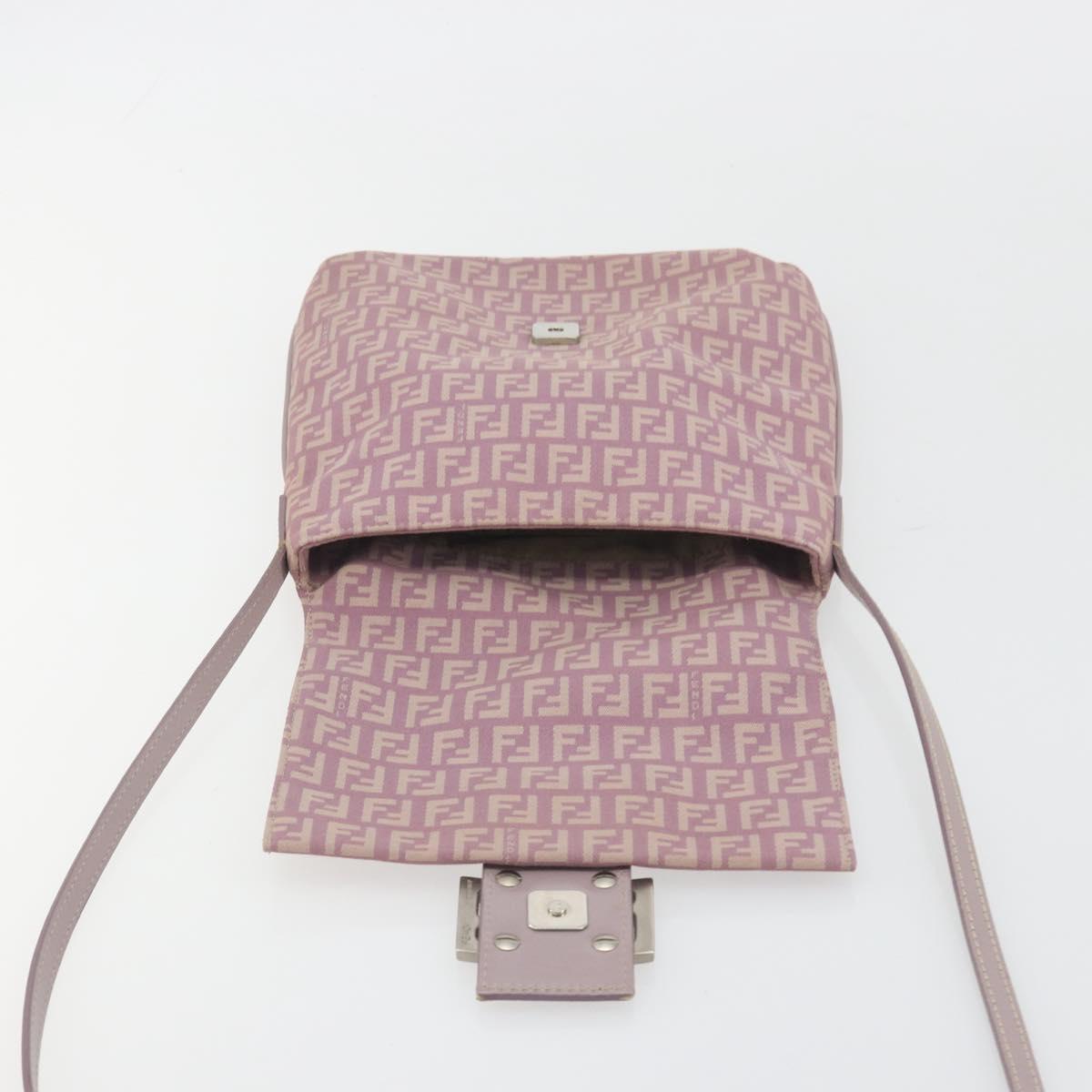 FENDI Zucchino Canvas Mamma Baguette Shoulder Bag Purple 8BT075 Auth BA14896A