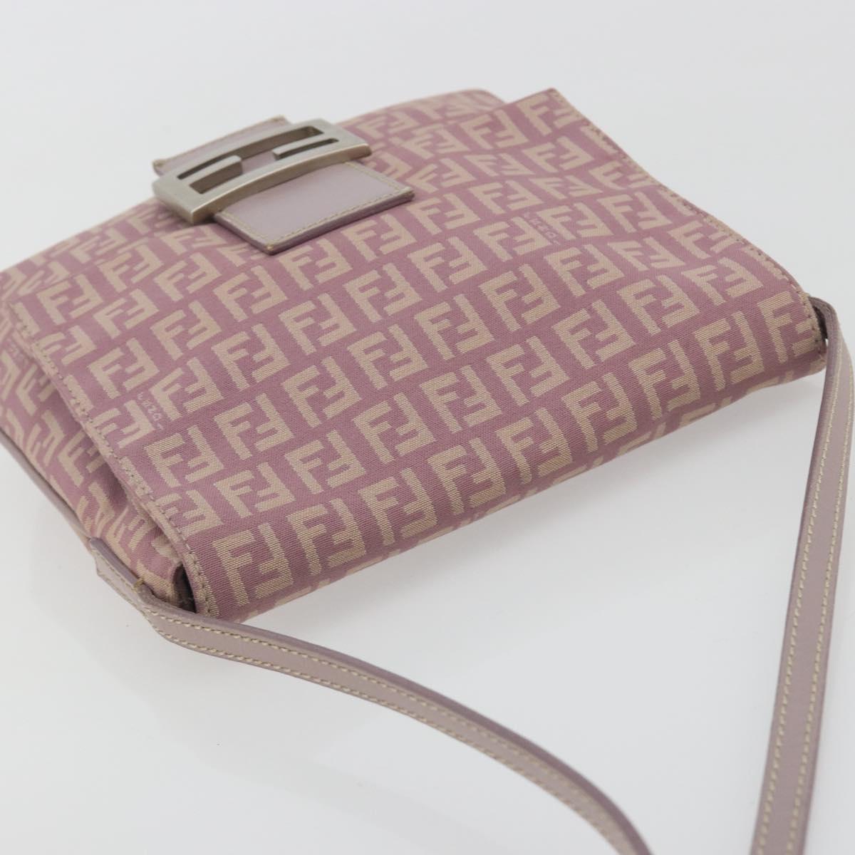 FENDI Zucchino Canvas Mamma Baguette Shoulder Bag Purple 8BT075 Auth BA14896A