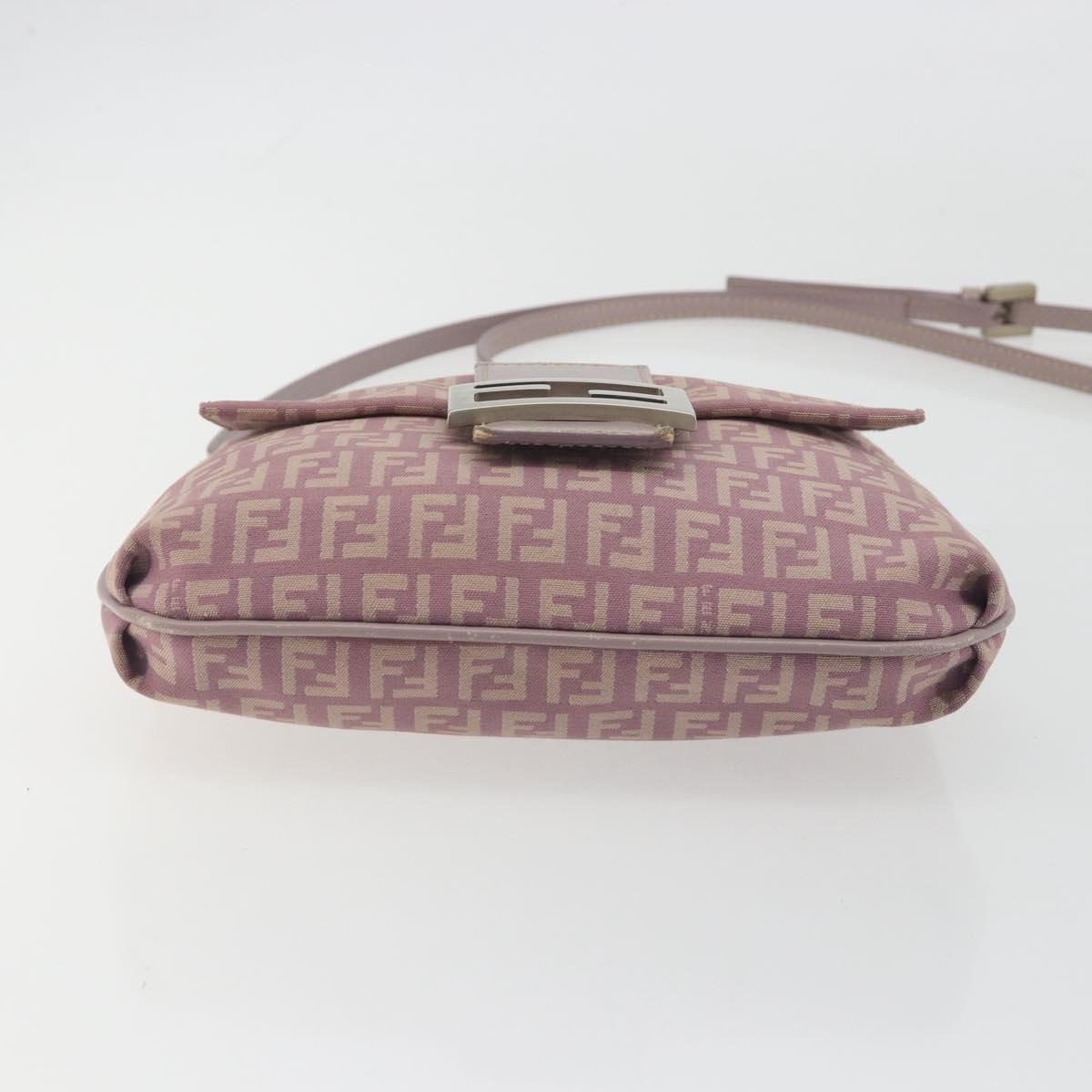 FENDI Zucchino Canvas Mamma Baguette Shoulder Bag Purple 8BT075 Auth BA14896A
